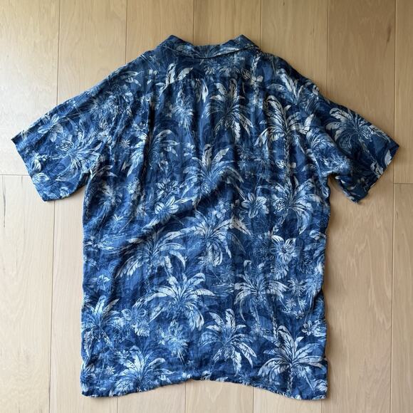 Polo Ralph Lauren Linen Shirt XLT Blue Tropical Vacation Party Summer RRL - Picture 7 of 8